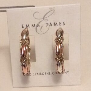 NEW Two Tone Gold Plated Oval Hoop Crystal Earrings 30mm